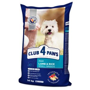 CLUB 4 PAWS КУЧЕТА за възрастни от мини породи с агнешко AND RICE Премиум, пълноценна суха храна за възрастни кучета от дребни породи с агнешко и ориз