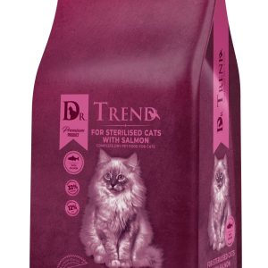 DR. TREND котка пълноценна суха храна FOR кастрирани CATS с сьомга 15 кг – ХРАНА ЗА КАСТРИРАНИ КОТКИ СЪС СЬОМГА