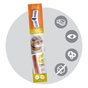 CLUB 4 PAWS КОТКИ стикове пуешко AND заек Лакомство за котка