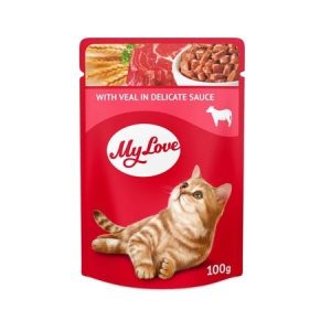 MY LOVE комплект пауч телешко в нежен сос 4X0.100 – ПАУЧ ЗА КОТКИ