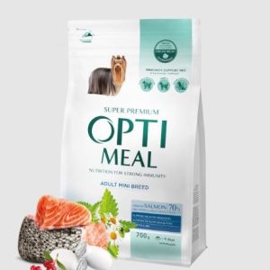 OPTIMEAL КУЧЕТА възрастни FOR MINIATURE BREEDS с сьомга – ХРАНА ЗА МИНИАТЮРНИ ПОРОДИ КУЧЕТА