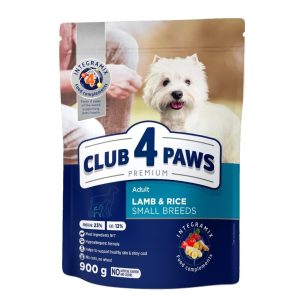 CLUB 4 PAWS КУЧЕТА за възрастни от мини породи с агнешко AND RICE Премиум, пълноценна суха храна за възрастни кучета от дребни породи с агнешко и ориз