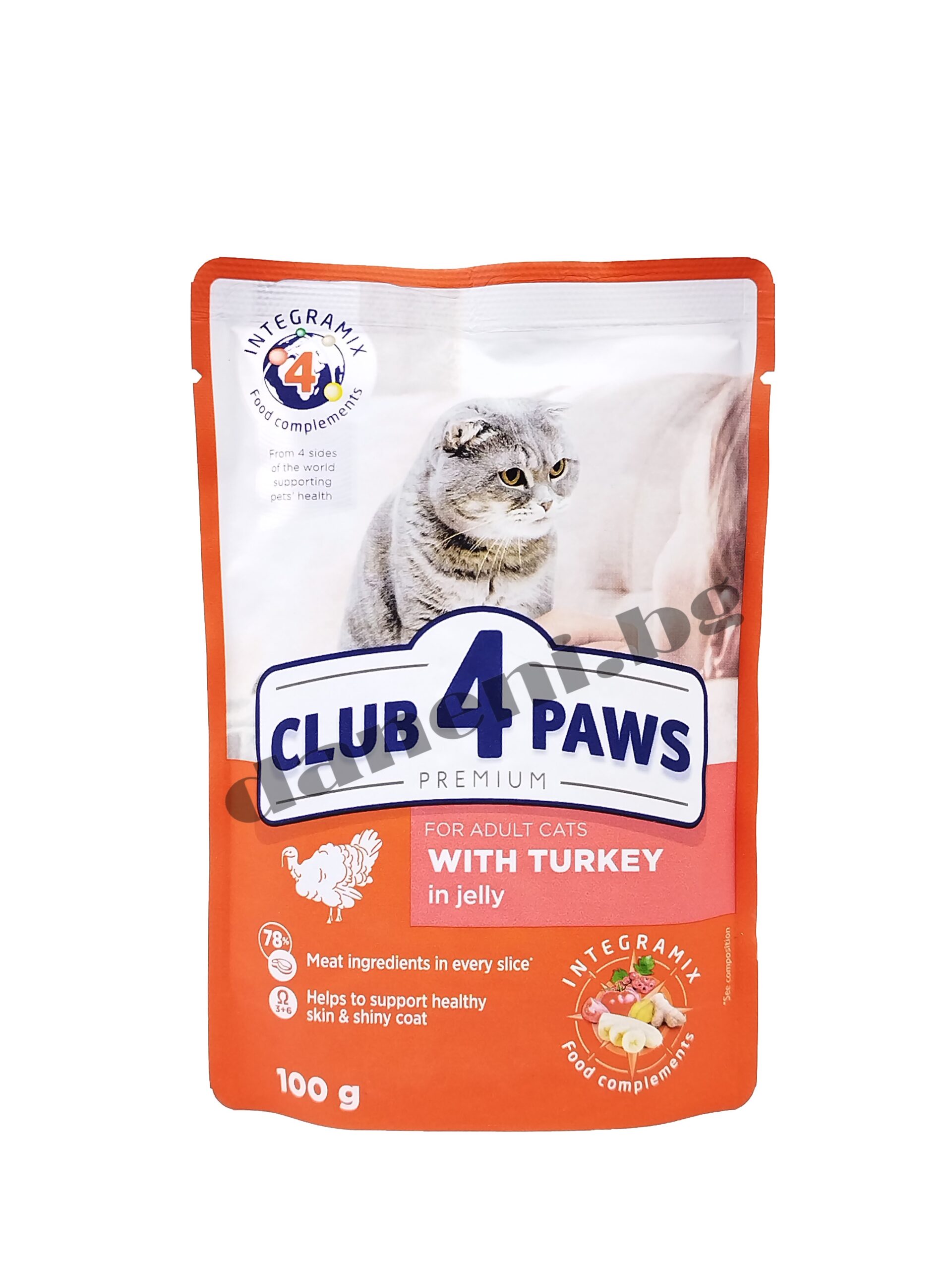 CLUB 4 PAWS пауч PREMIUM възрастни котка с заек в желе 0.100 – Пълноценна консервирана храна за котки