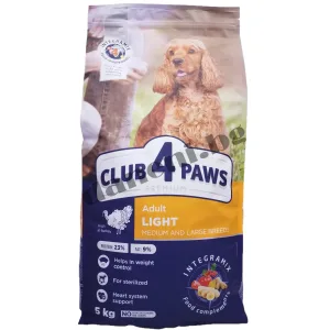 CLUB 4 PAWS КУЧЕТА MEDIUM AND LARGE възрастни лайт/кастрирани 5 кг – ХРАНА ЗА КУЧЕТА