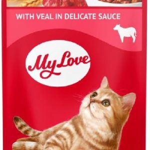 MY LOVE пауч FOR възрастни CATS с телешко в нежен сос 0.100 ПАУЧ ЗА КОТКИ