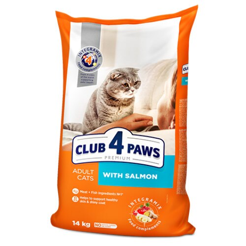 CLUB 4 PAWS CAT възрастни кастрирани сьомга 14 КГ. – ХРАНА ЗА КАСТРИРАНИ КОТКИ СЪС СЬОМГА