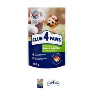 CLUB 4 PAWS пауч PREMIUM подрастващи куче с пуешко в сос 0,100 кг – Пълноценна консервирана храна за кученца
